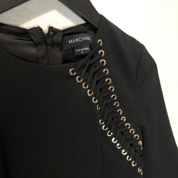 MARCIANO Black Lace Up Dress with Side Slit - Picture 11 of 13